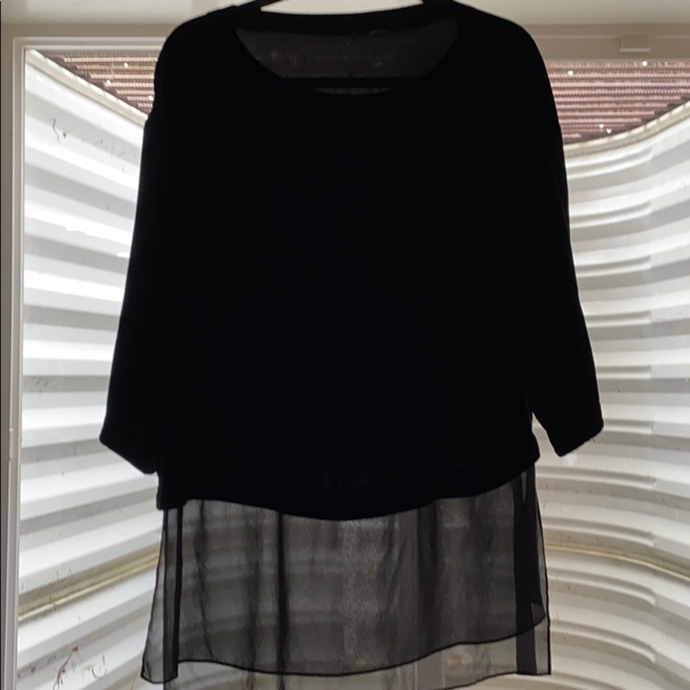 Eileen Fisher black 3/4 velvet top